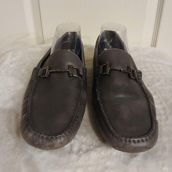 Grey Italian Leather Bit Driver Loafers by To Boot New York Adam 10 Old Money